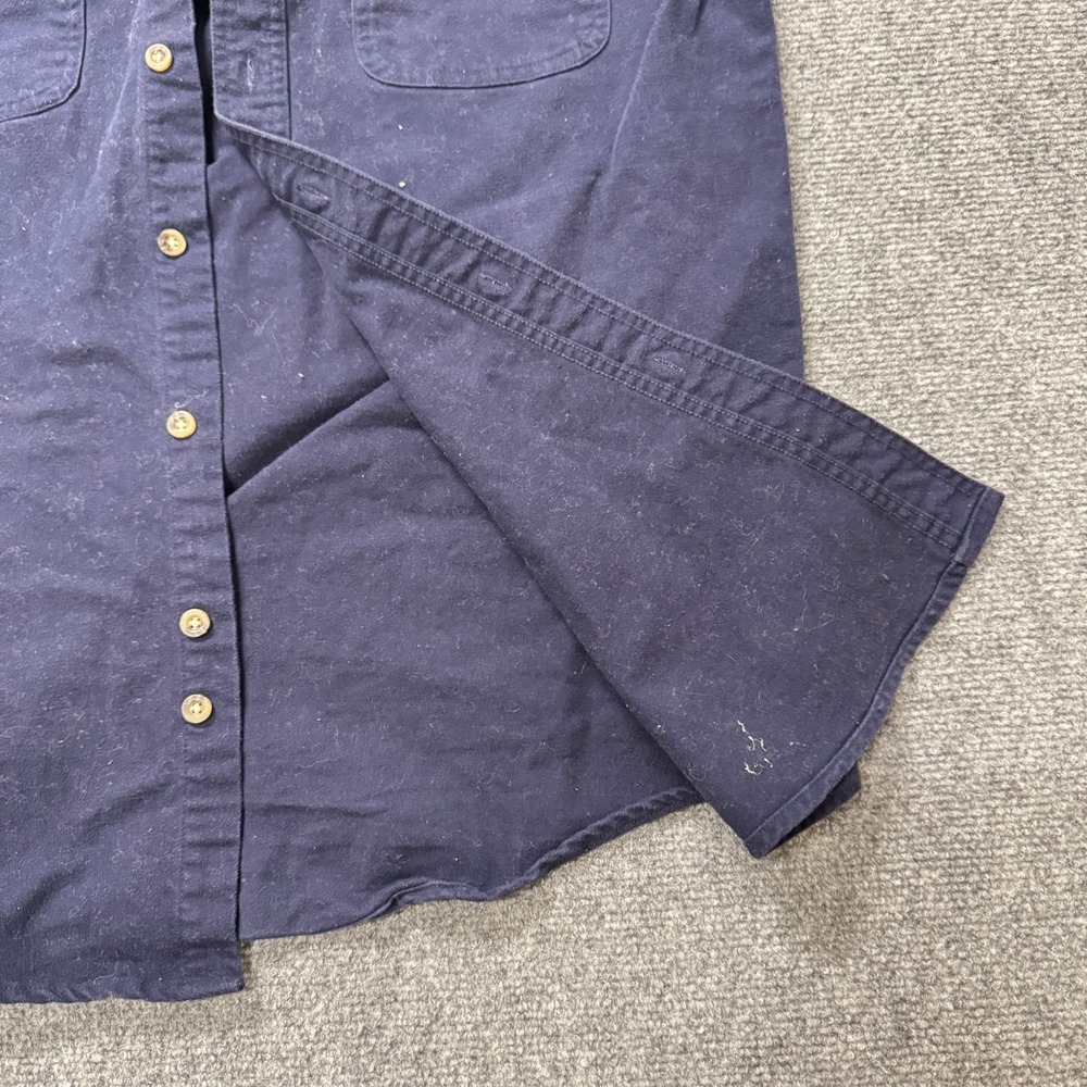 Carhartt Flannel Men's Medium‎ Button Up 100% Cotton Workwear Stained Blue - Picture 7 of 12